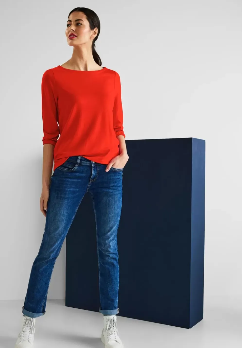 Basic Shirt Mit 3/4 Armel