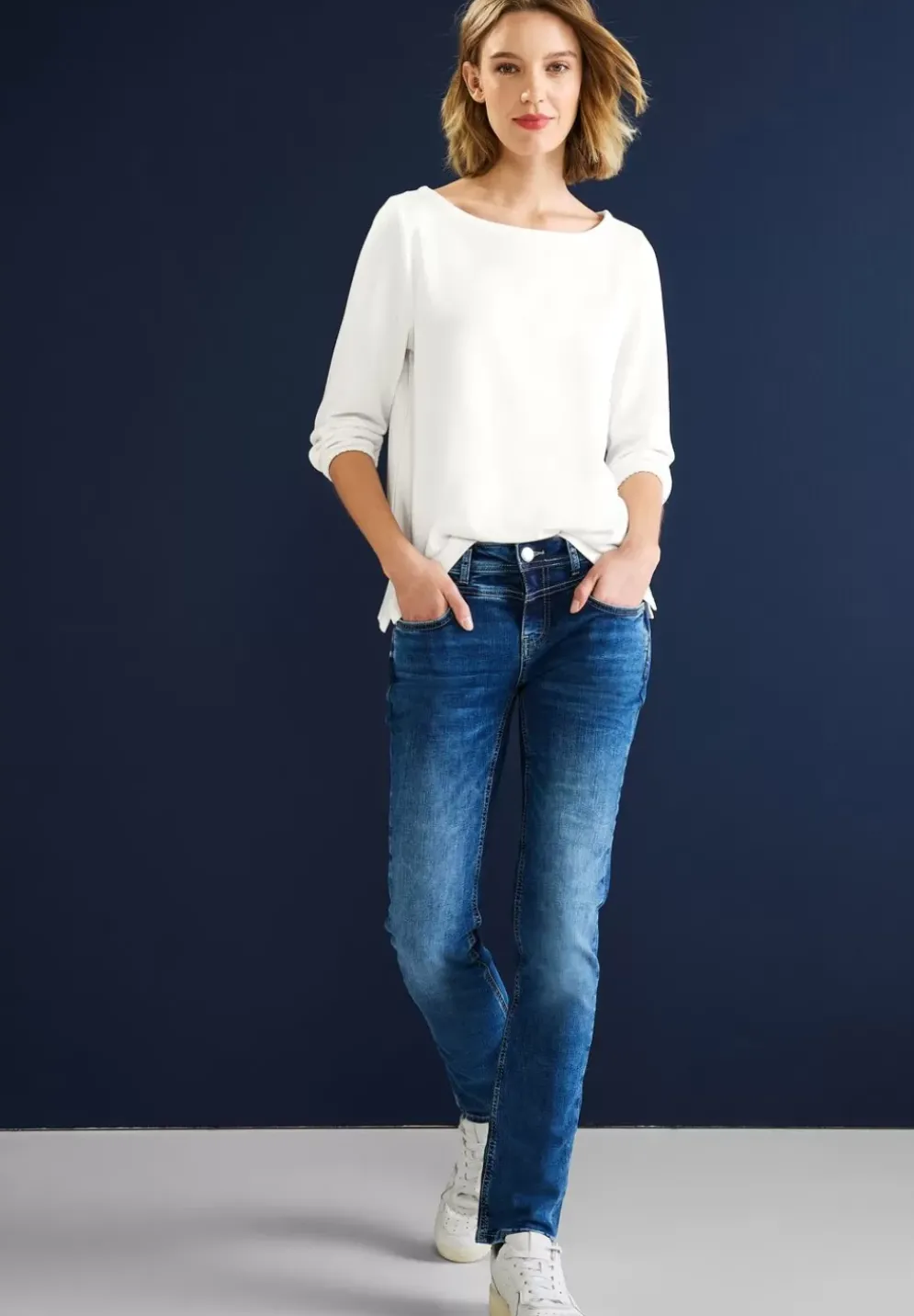 Basic Shirt Mit 3/4 Armel