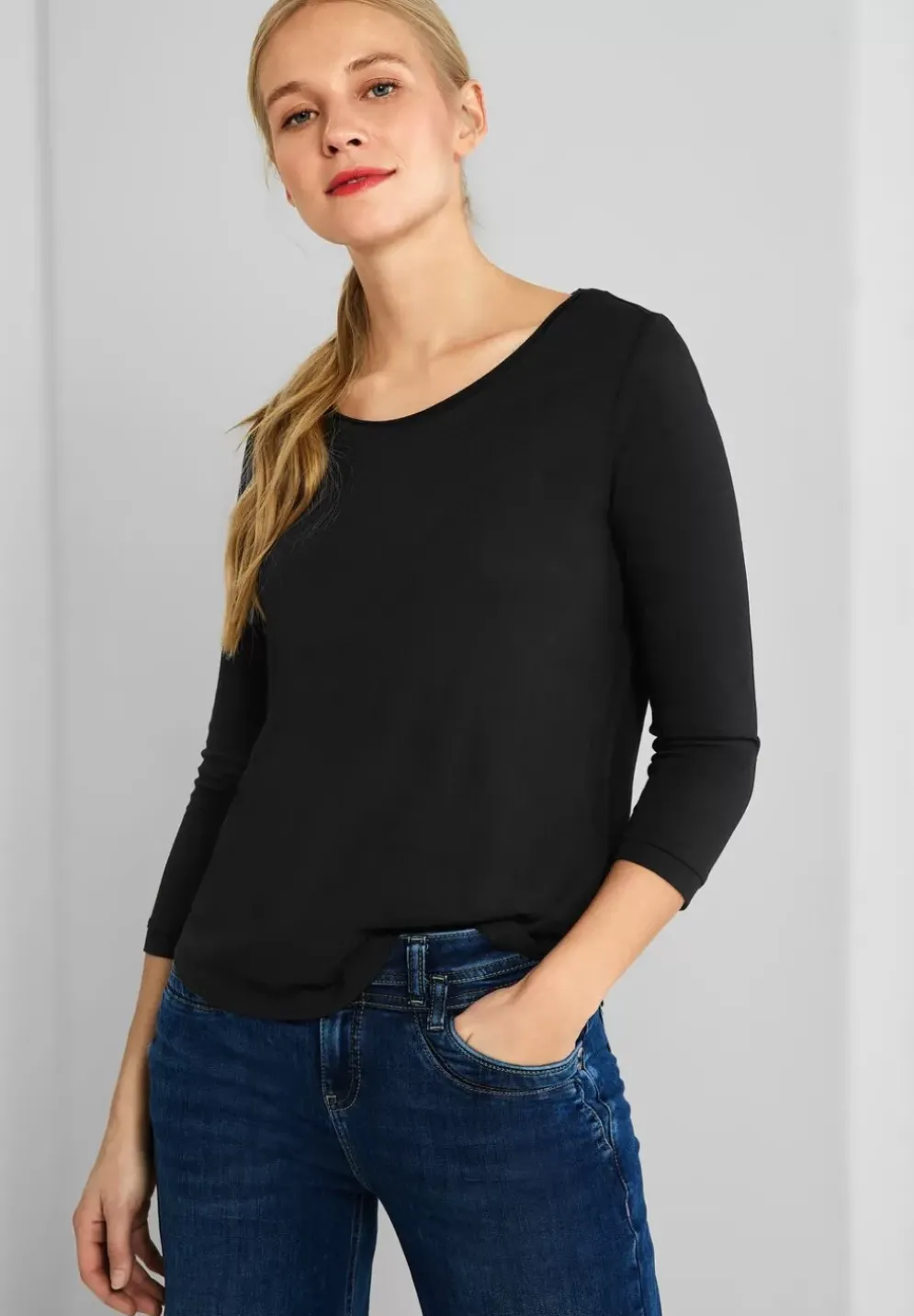 Basic Shirt Mit 3/4 Armel