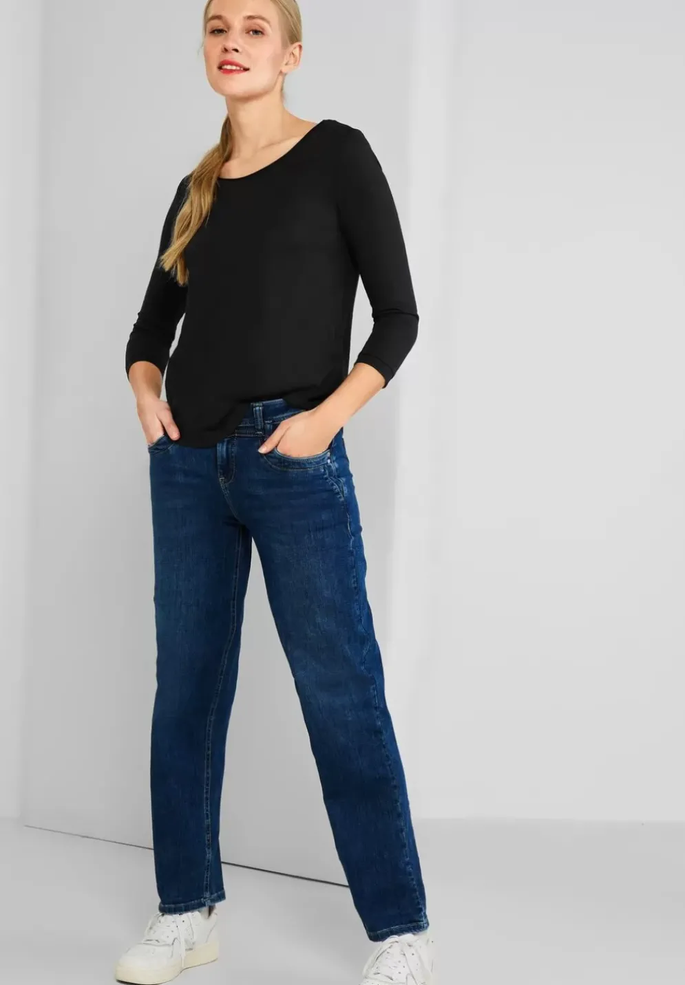 Basic Shirt Mit 3/4 Armel