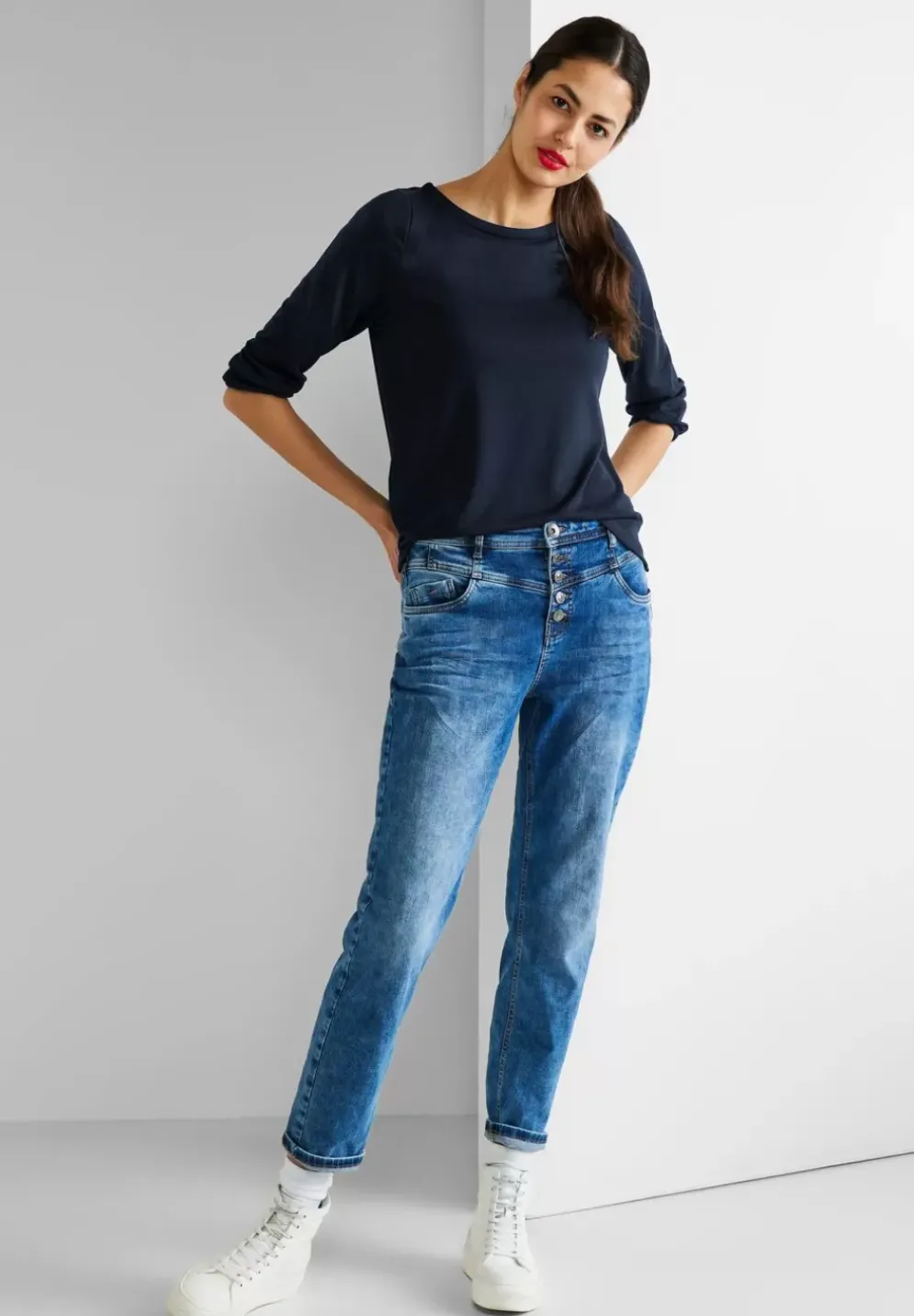 Basic Shirt Mit 3/4 Armel
