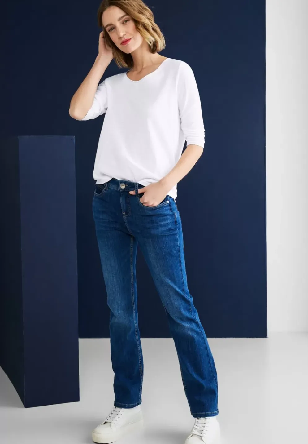Basic Shirt Mit 3/4 Armel
