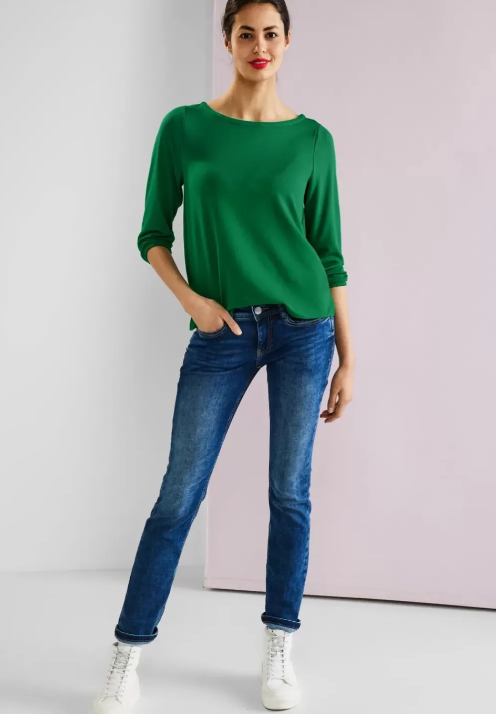 Basic Shirt Mit 3/4 Armel