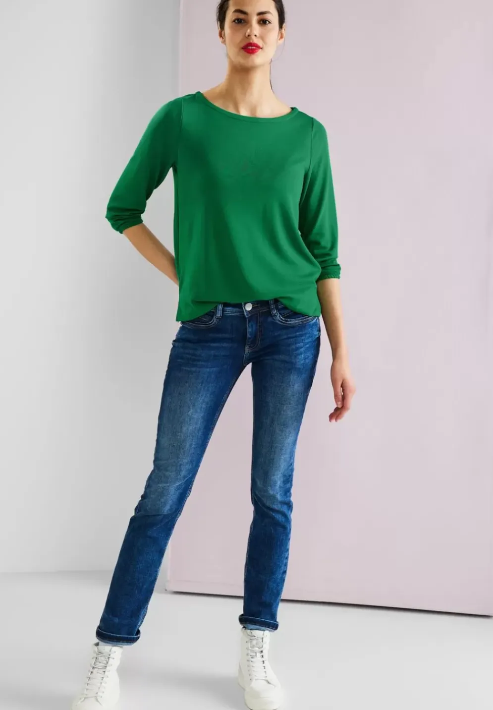 Basic Shirt Mit 3/4 Armel
