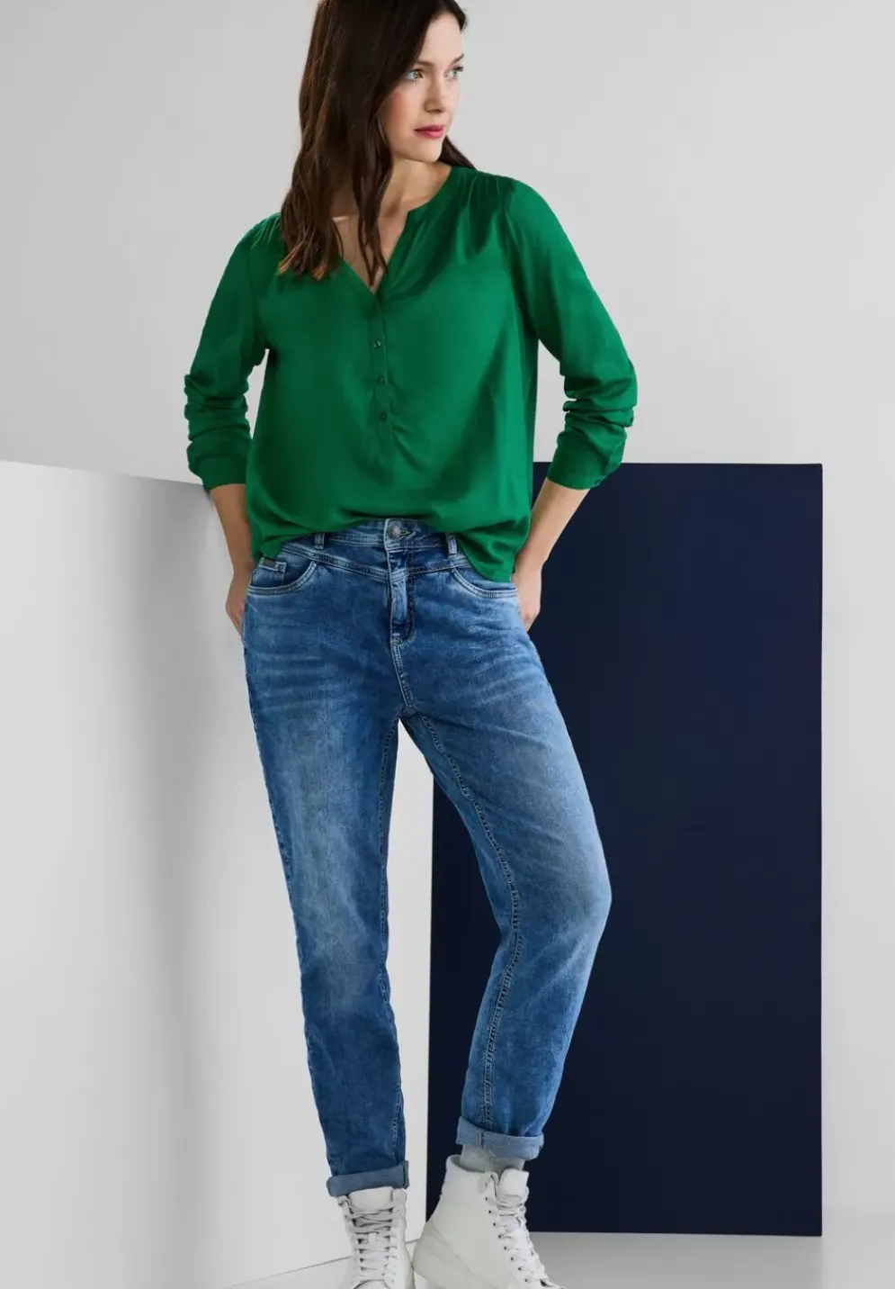 Bluse In Unifarbe