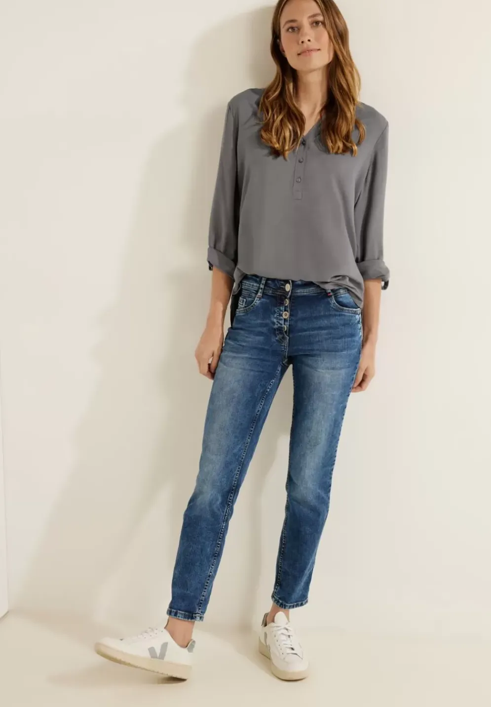 Bluse In Unifarbe