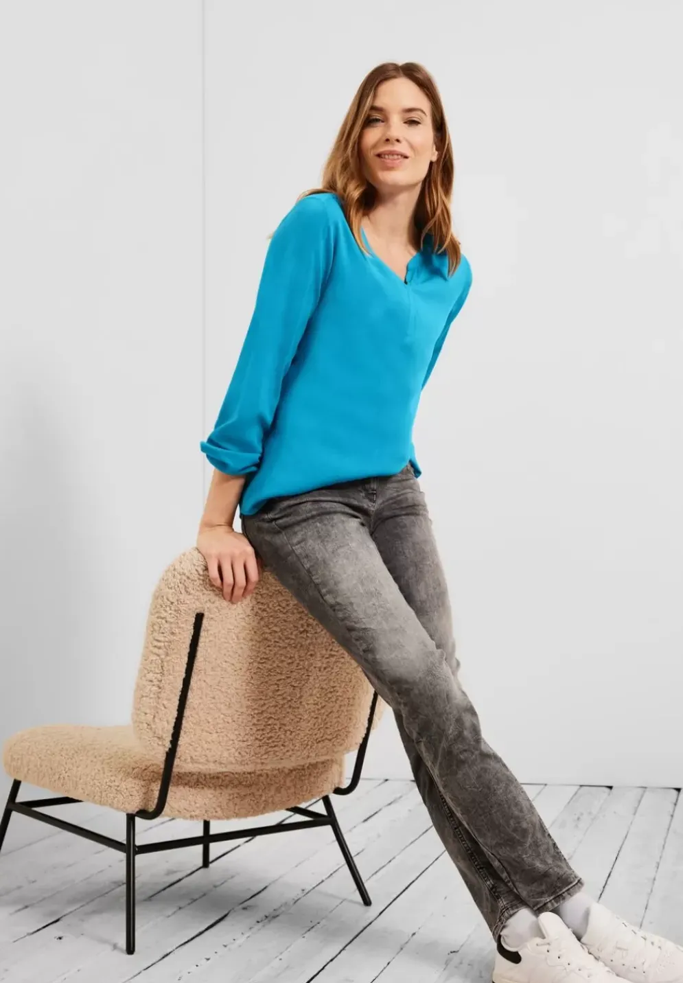 Bluse In Unifarbe