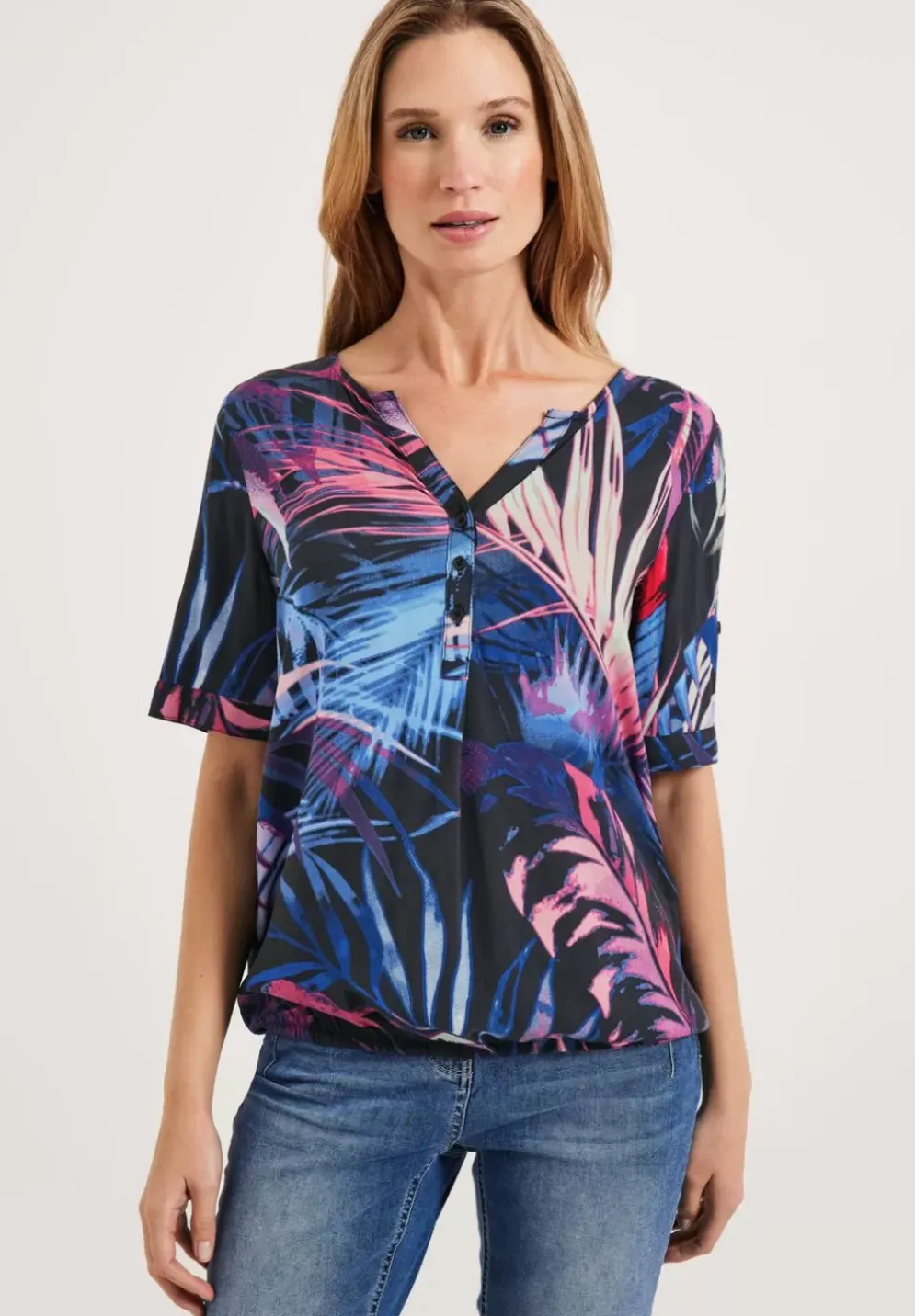Bluse Mit Blattermuster