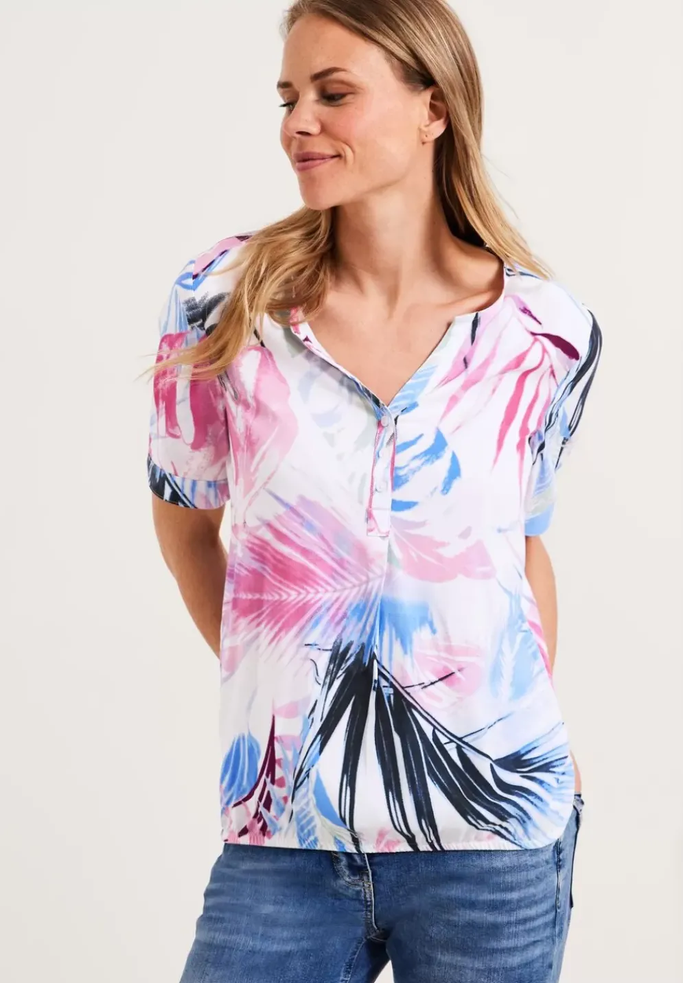 Bluse Mit Blattermuster