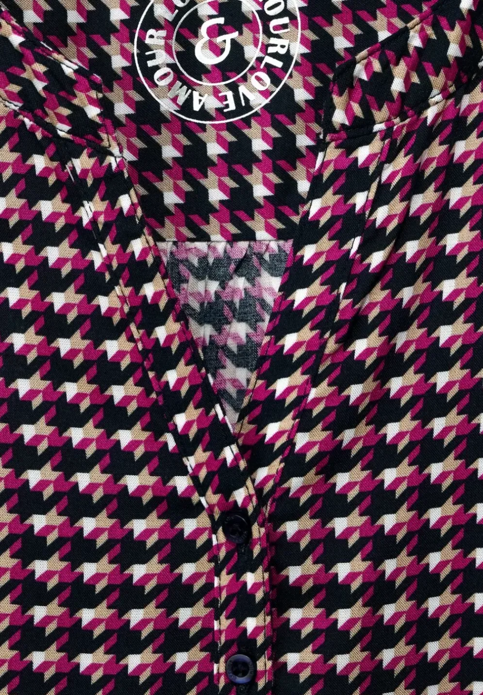 Bluse Mit Hahnentritt Muster