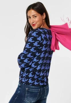 Bluse Mit Hahnentrittprint