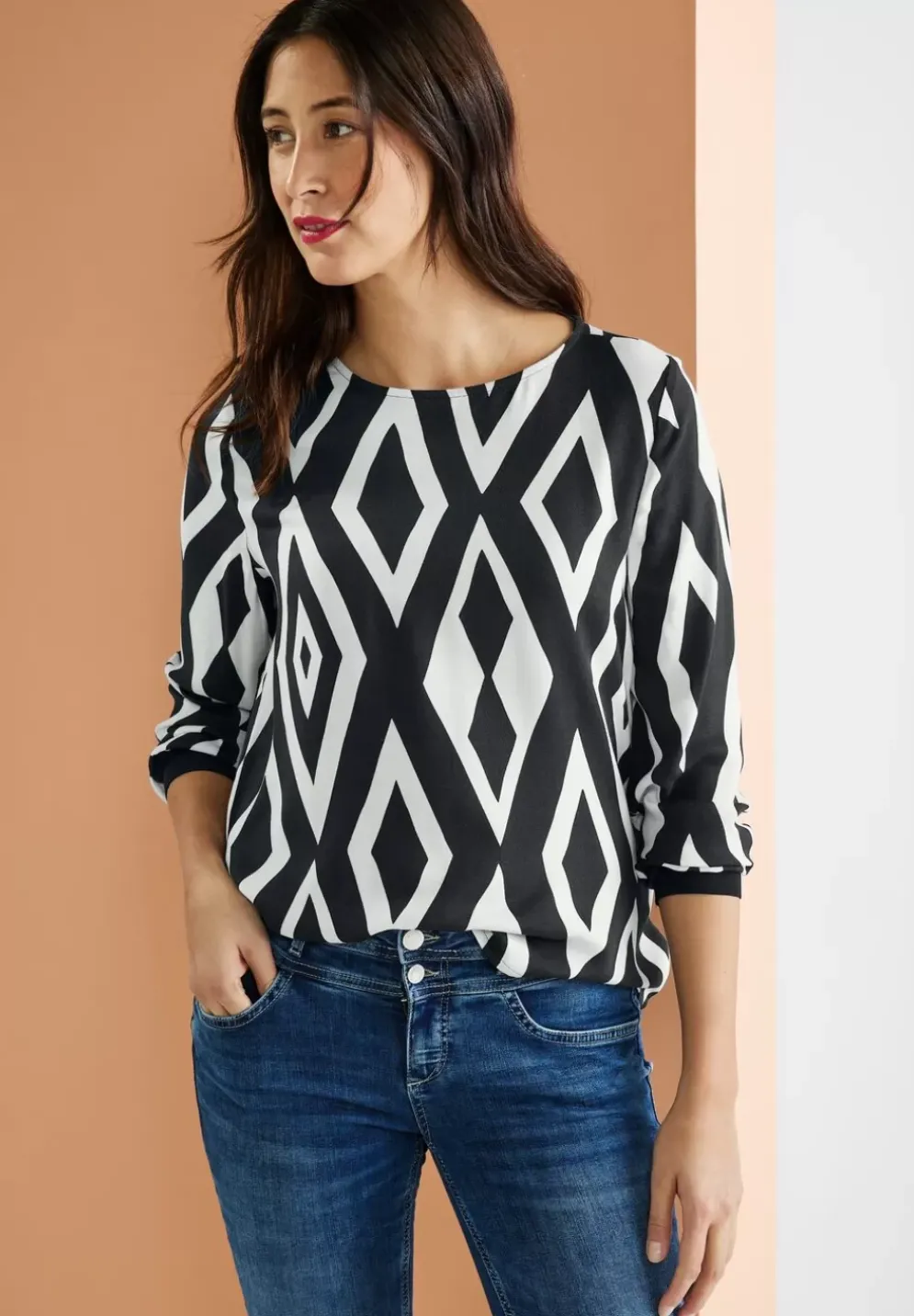 Bluse Mit Rhombus Print
