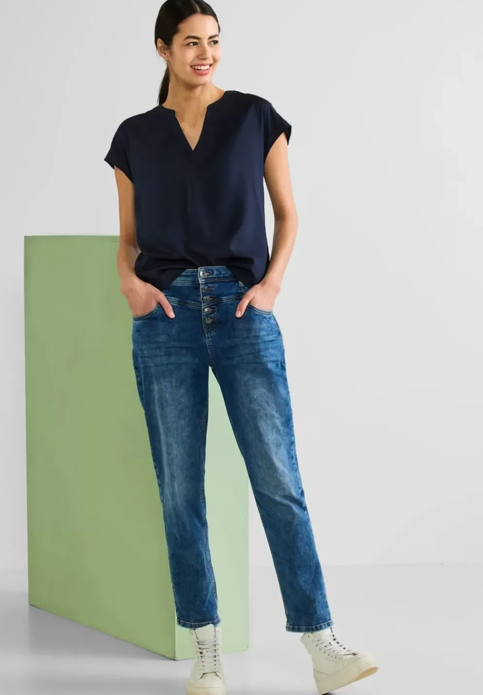 Blusenshirt In Unifarbe