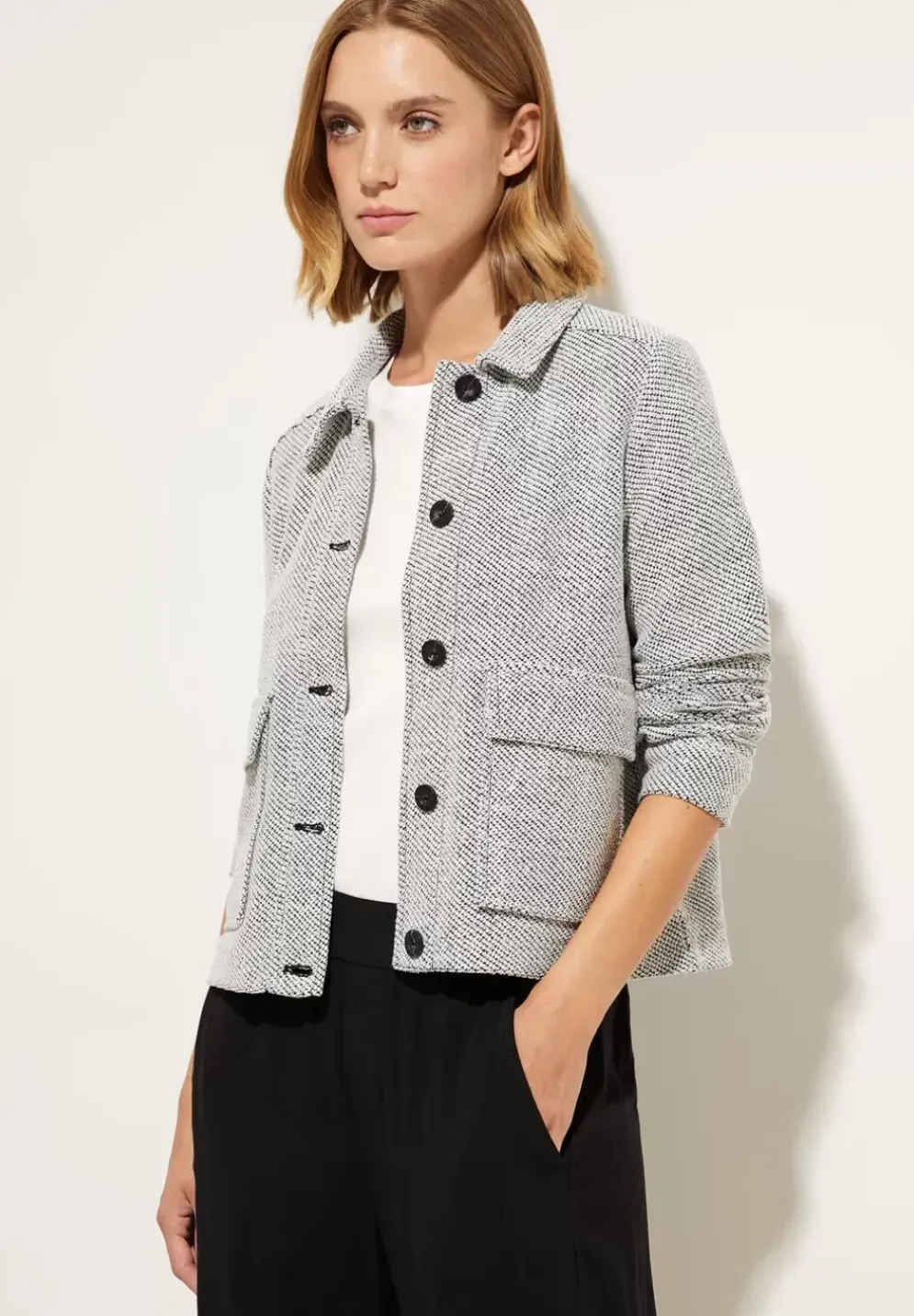 Bouclejacke Mit Knopfleiste
