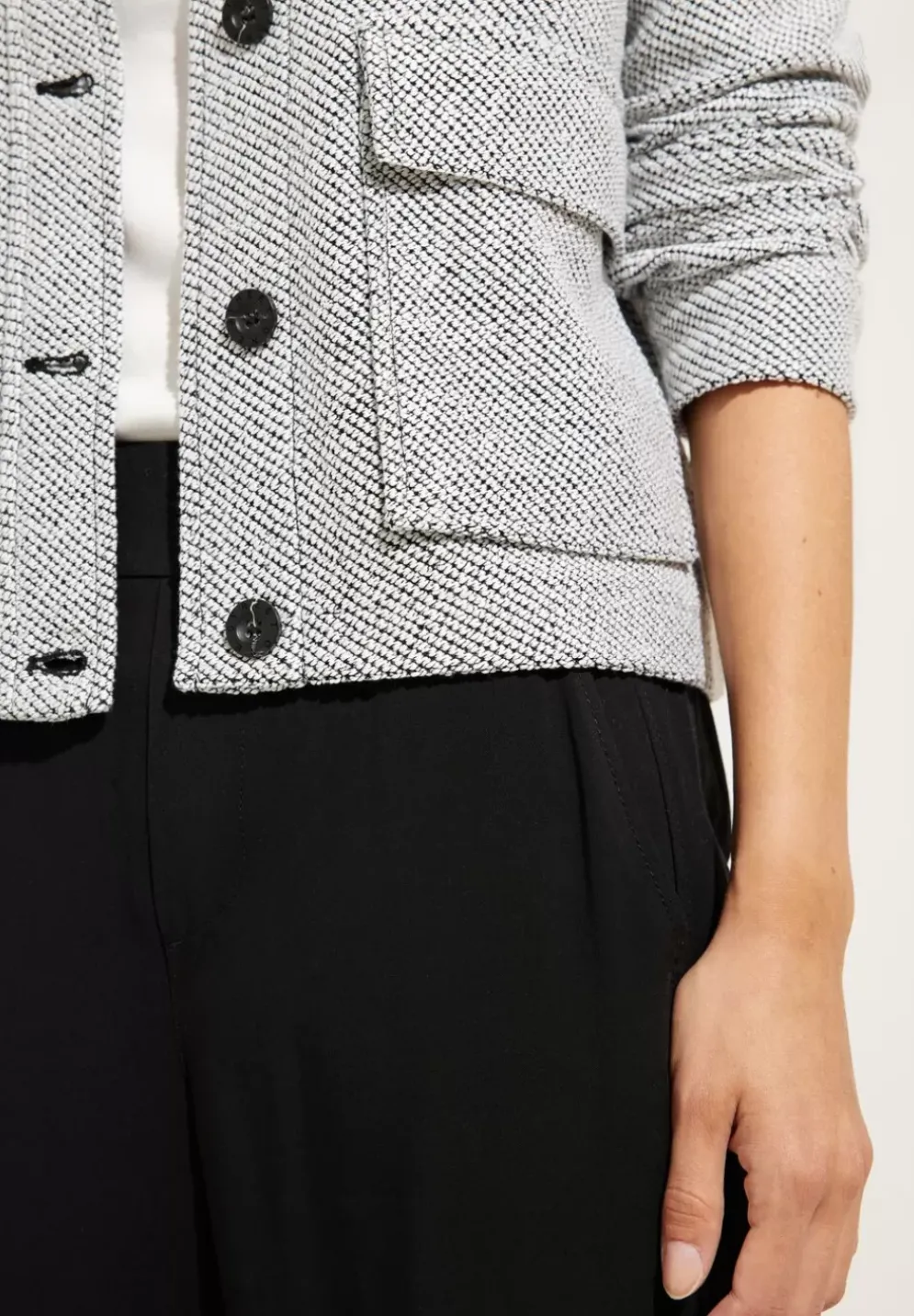 Bouclejacke Mit Knopfleiste