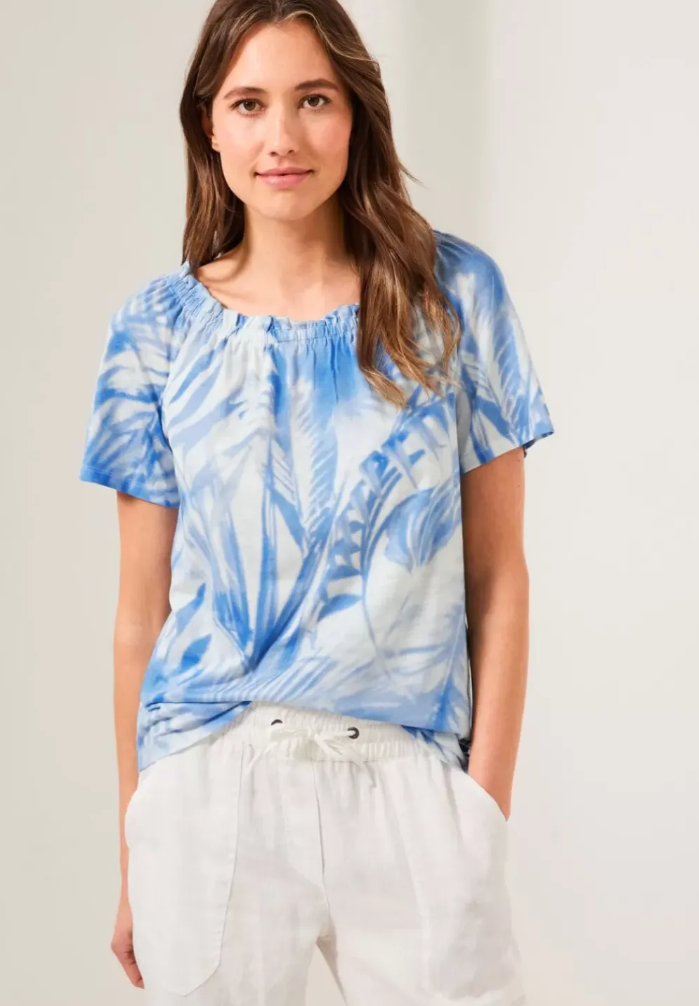 Carmenshirt Mit Blatterprint