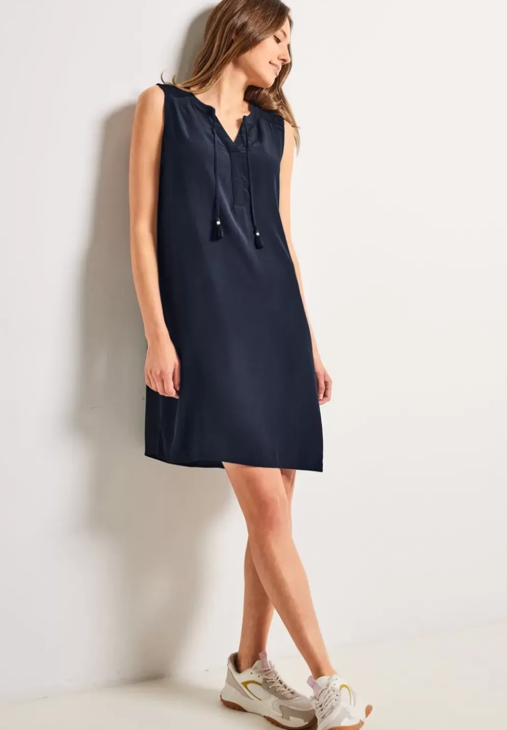 Crepekleid In Unifarbe