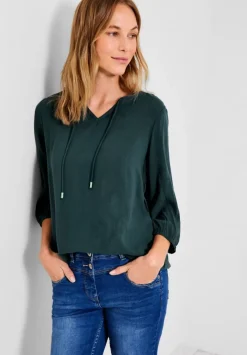 Dobby Bluse Mit 3/4 Armel