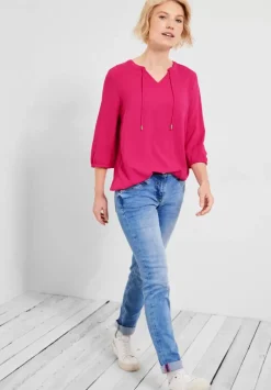 Dobby Bluse Mit 3/4 Armel