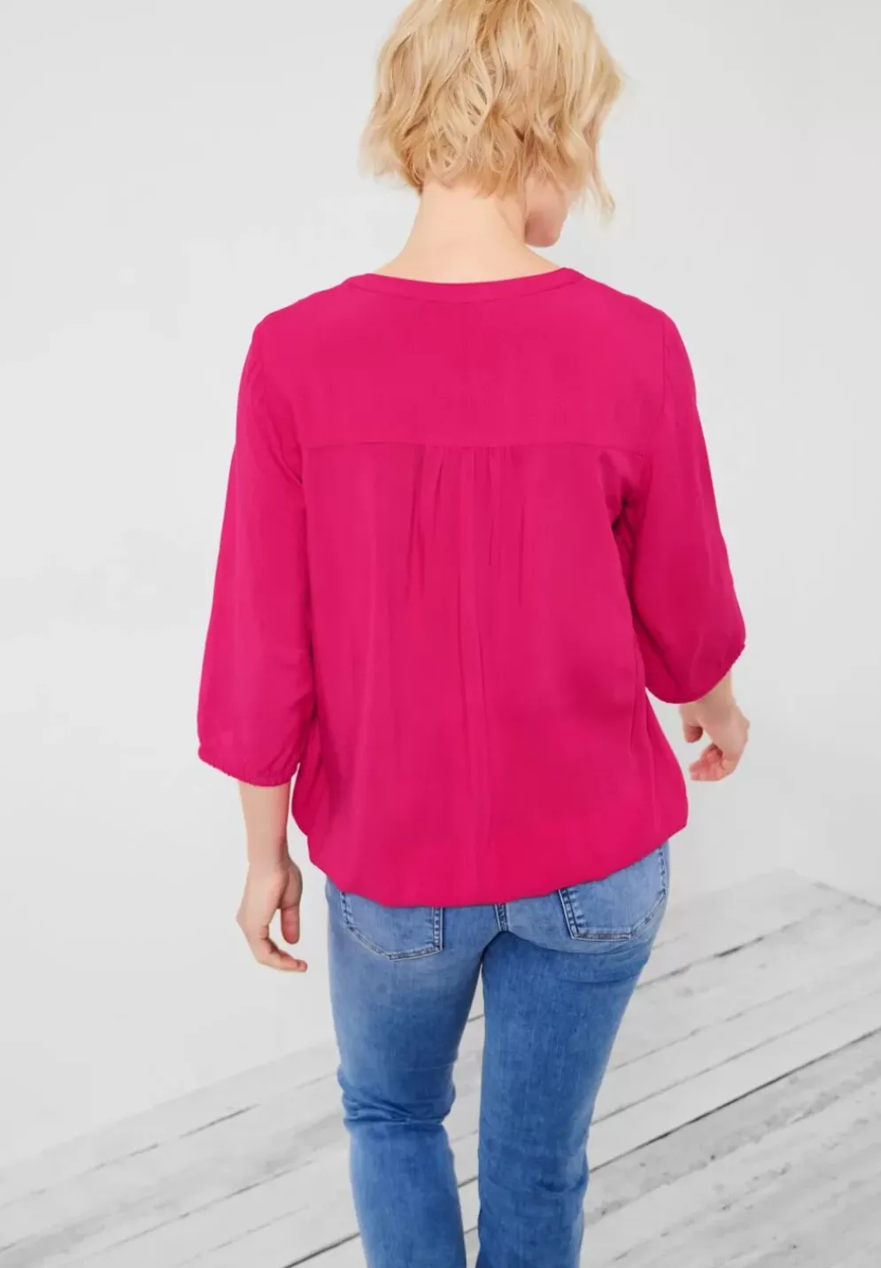 Dobby Bluse Mit 3/4 Armel