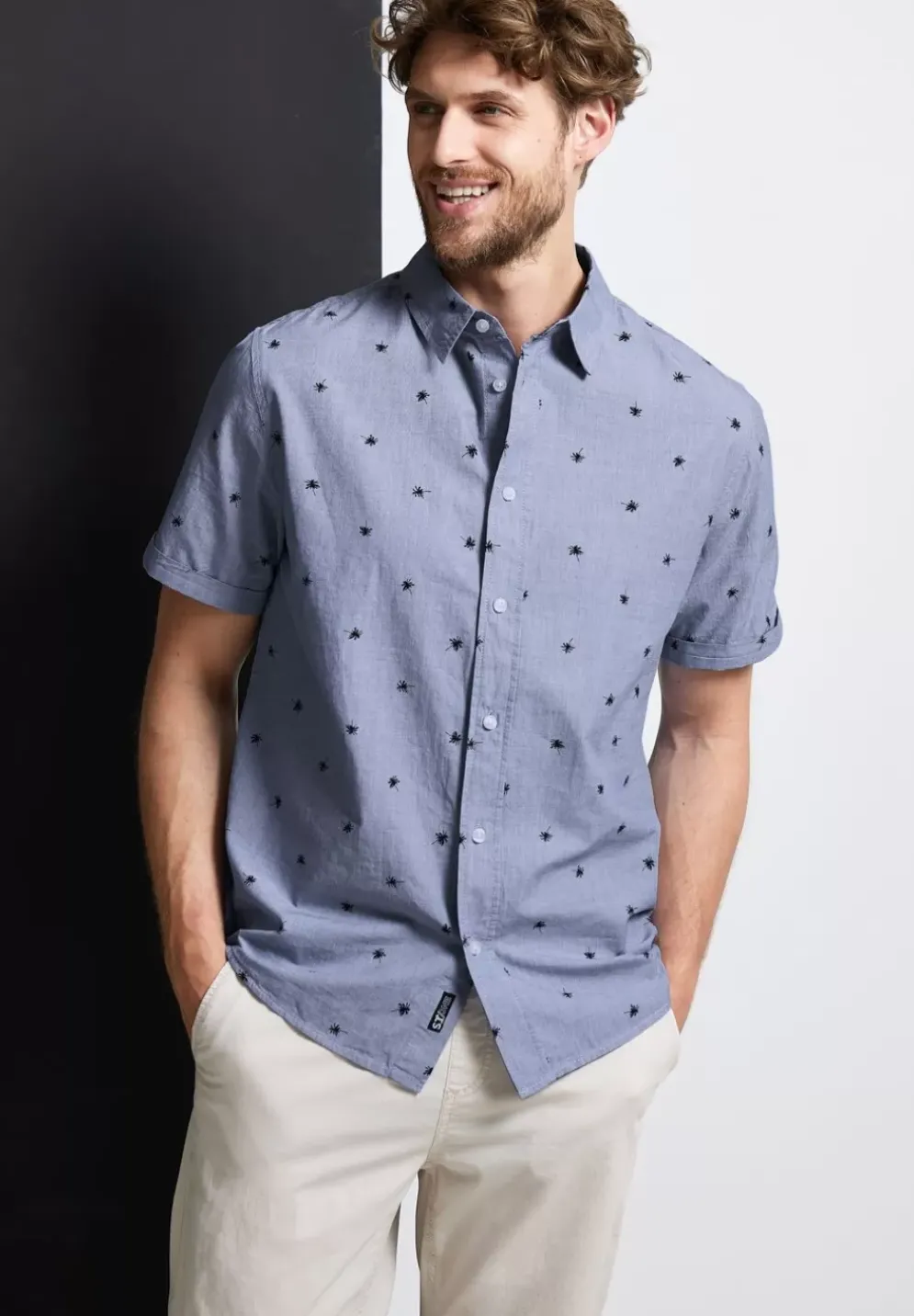 Fil A Fil Hemd Mit Print