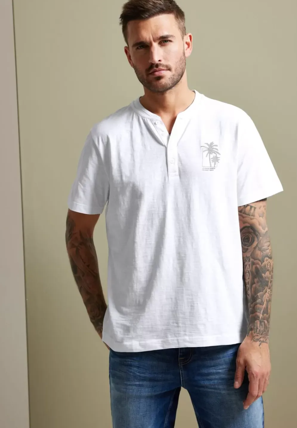 Henleyshirt In Garment Dye