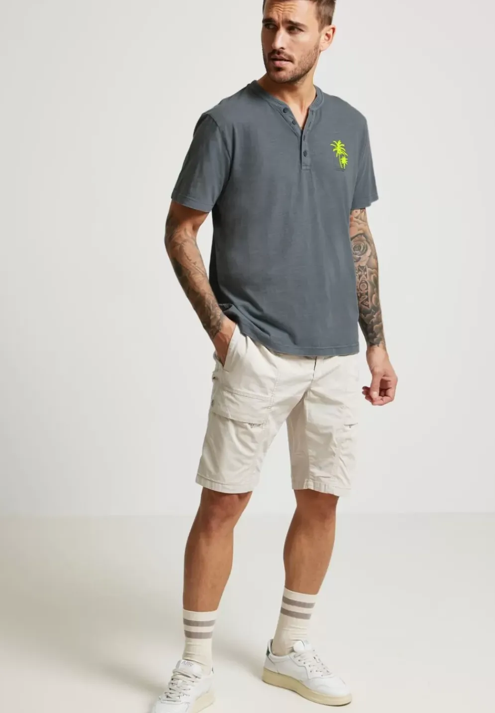 Henleyshirt In Garment Dye