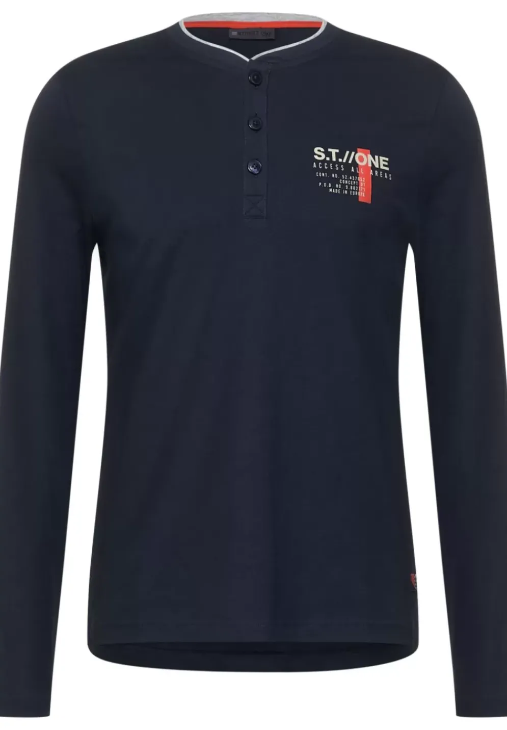 Henleyshirt Mit Brustprint