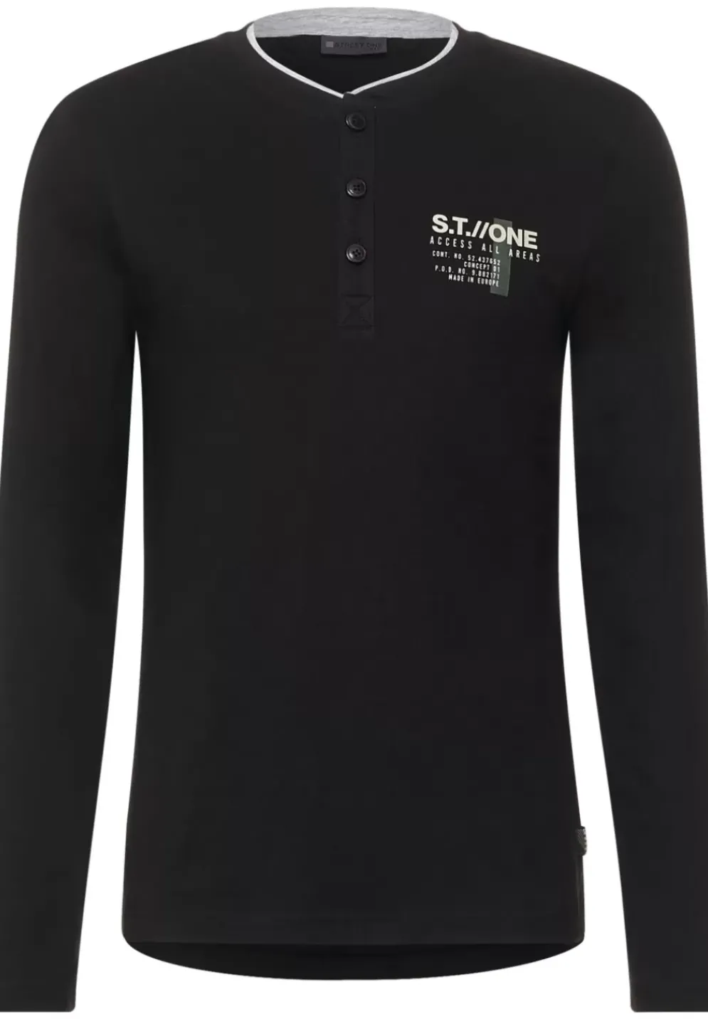 Henleyshirt Mit Brustprint