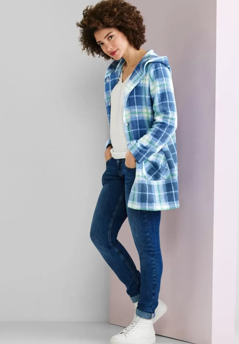 Hoodie Jacke Mit Karomuster