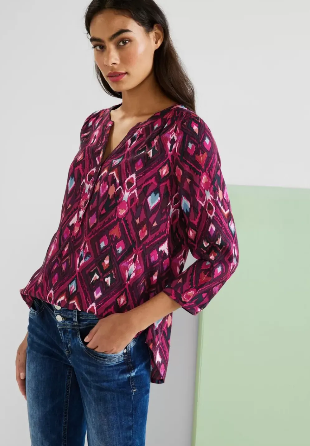 Ikat Bluse Mit 3/4 Armel