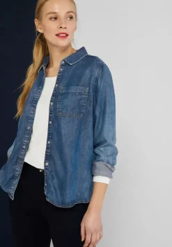 Jeansbluse Mit Brusttasche