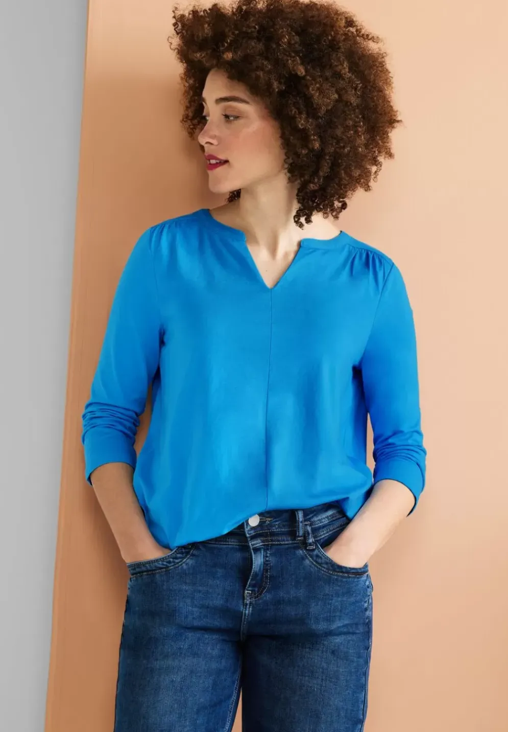 Jersey Shirt Mit 3/4 Armel