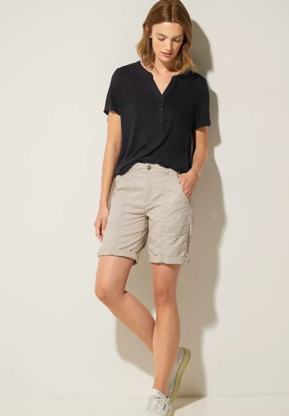 Jersey Shirt Mit Knopfleiste