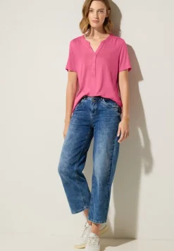 Jersey Shirt Mit Knopfleiste