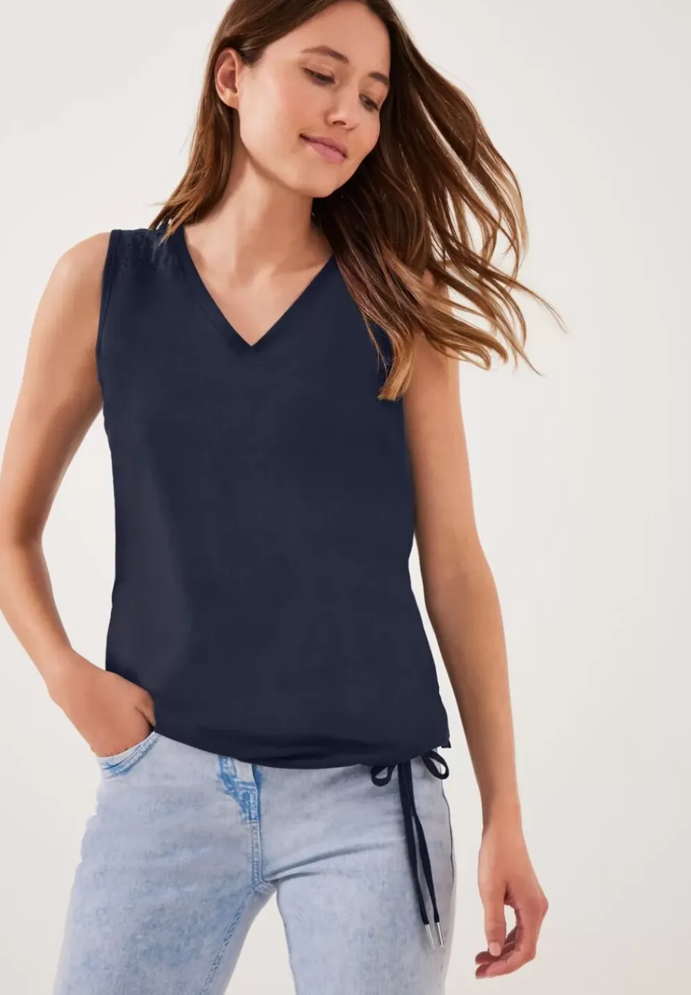 Jersey Spitzendetail Top