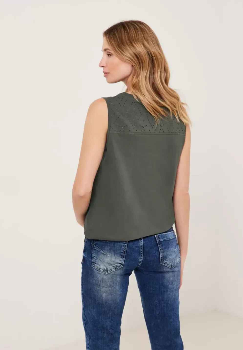 Jersey Spitzendetail Top