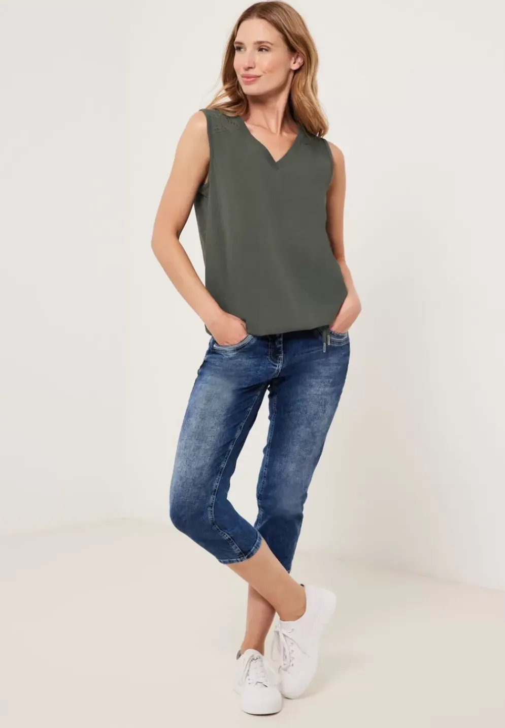 Jersey Spitzendetail Top