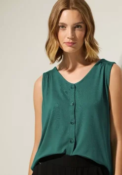Jersey Top Mit Knopfleiste