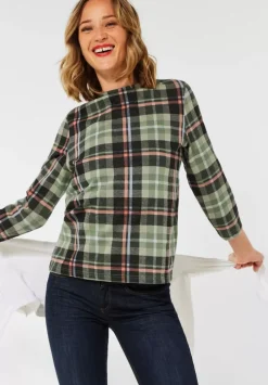 Kariertes Stehkragenshirt