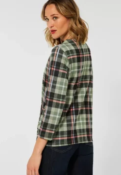 Kariertes Stehkragenshirt