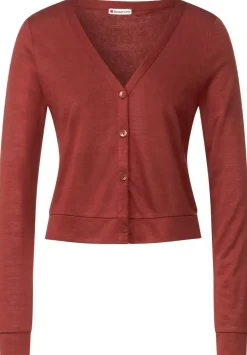 Kurze Leinenlook Strickjacke