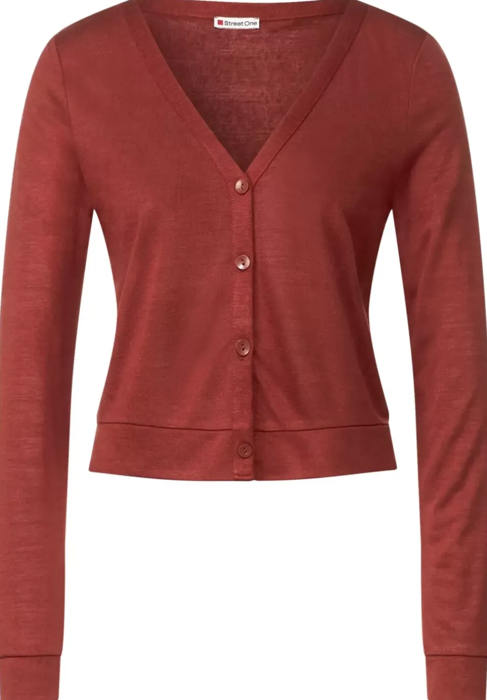 Kurze Leinenlook Strickjacke