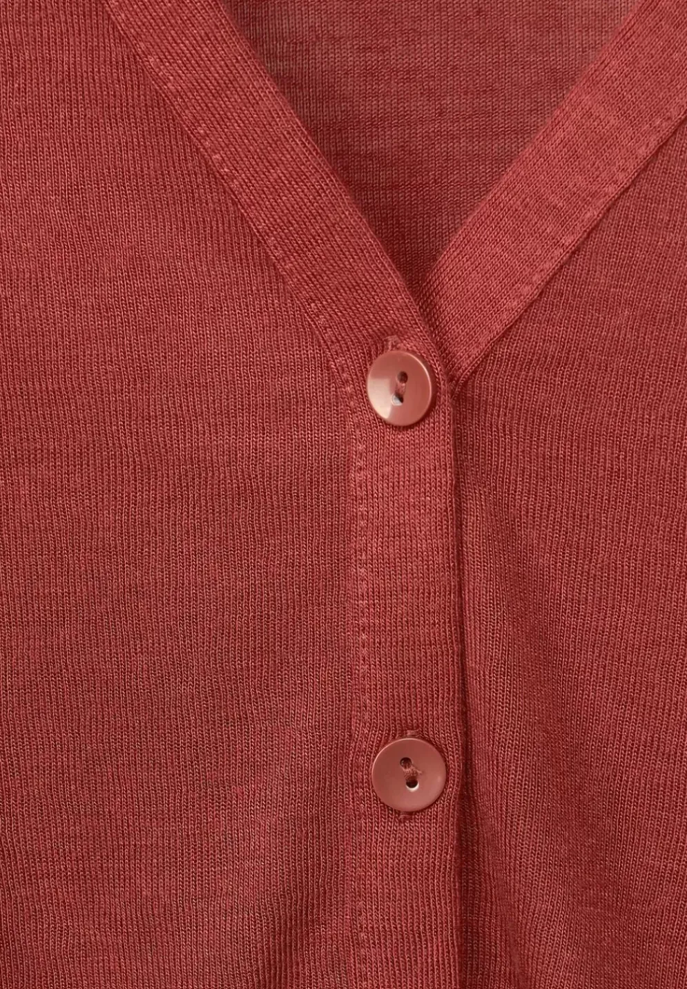 Kurze Leinenlook Strickjacke