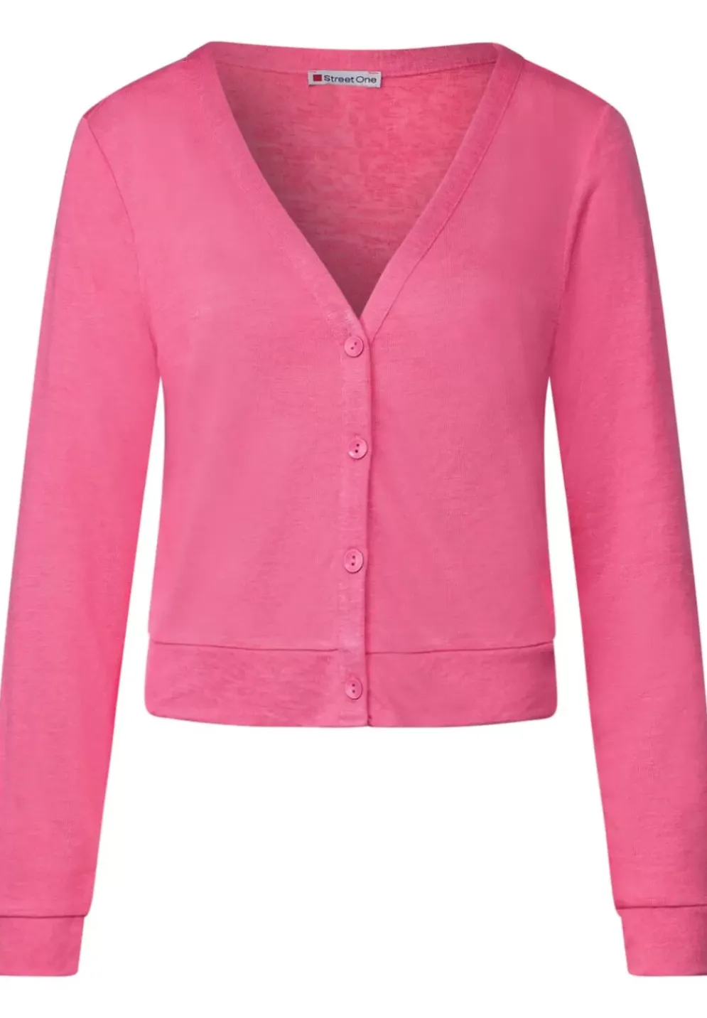 Kurze Leinenlook Strickjacke
