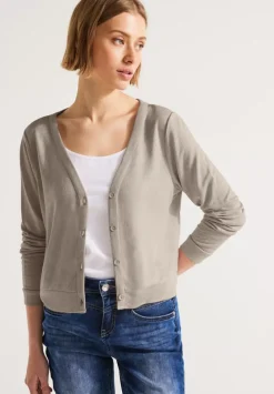 Kurze Leinenlook Strickjacke
