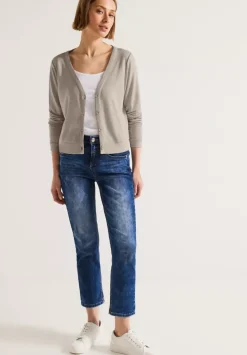 Kurze Leinenlook Strickjacke