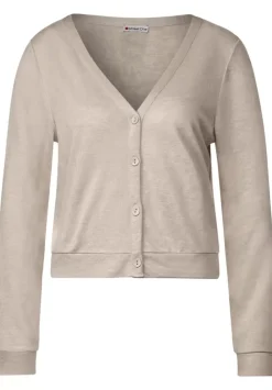 Kurze Leinenlook Strickjacke