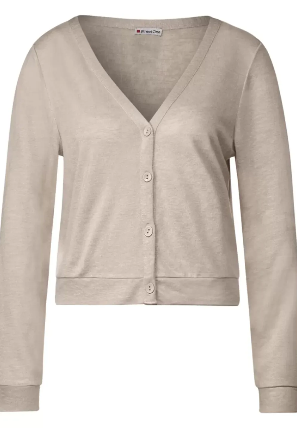 Kurze Leinenlook Strickjacke