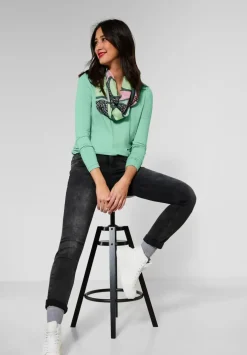 Langarmshirt In Unifarbe